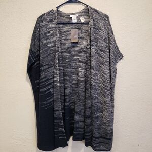 J Jill Pure Jill Sweater Poncho Open Front Knit Shawl Cardigan Blue Medium/Large